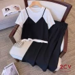 【2CV】現貨 假兩件棉質上衣+長裙VF020(兩件式組合)