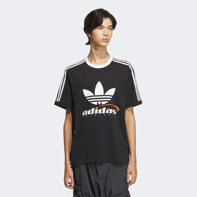 【adidas 愛迪達】TFL LOGO TEE M OR 上衣 短袖 短T 三葉草 三線 男 黑 休閒 愛迪達(IW6309 ∞)