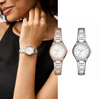 【FOSSIL】Eevie系列 環刻女錶 不鏽鋼鍊帶指針手錶 30MM(多色可選)
