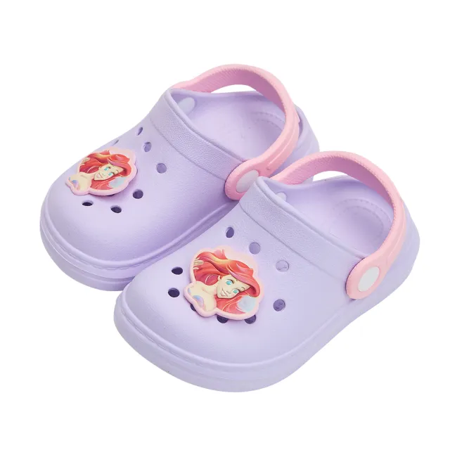 【Disney 迪士尼】迪士尼童鞋 米奇 公主 小美人魚 大臉造型飾釦防水輕量洞洞涼鞋(MIT台灣在地工廠製造)