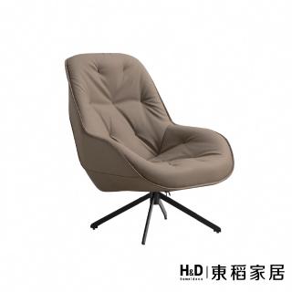 【H&D 東稻家居】咖啡皮旋轉休閒椅(TKHT-07073)
