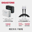 【GIGASTONE 立達】130W GaN氮化鎵四孔充電器白+C to C 100W快充傳輸線(iPhone16/MacBook筆電/快充充電頭)