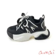 【amai】潮流異材質拼接厚底老爹鞋 小白鞋 運動鞋 休閒鞋 厚底鞋 懶人鞋 大尺碼 GS13-3BK(黑色)