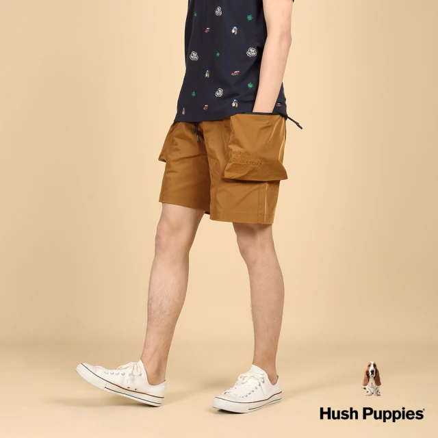 Hush Puppies 男裝 短褲 立體口袋抽繩漁夫帽狗工裝短褲(咖啡色 / 43122105)