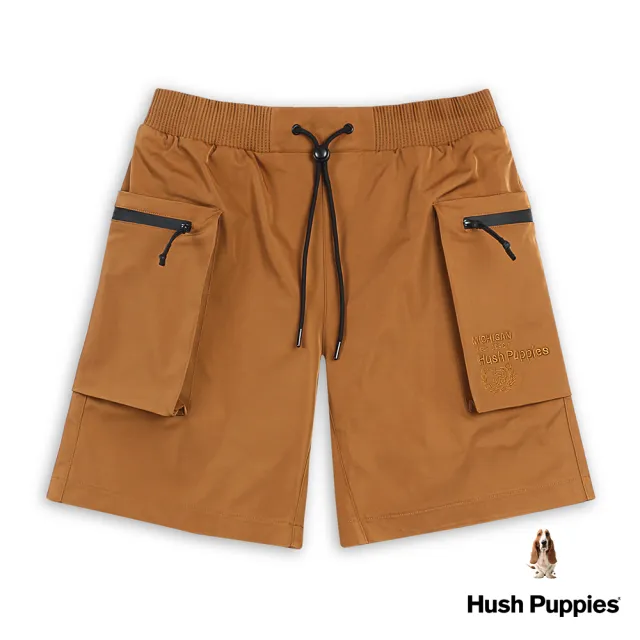 【Hush Puppies】男裝 短褲 立體口袋抽繩漁夫帽狗工裝短褲(咖啡色 / 43122105)