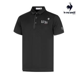 【LE COQ SPORTIF 公雞】官方直營 高爾夫系列 男款黑色簡約百搭高機能防曬短袖POLO衫 QGT2J202