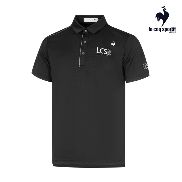 LE COQ SPORTIF 公雞 高爾夫系列 男款黑色簡約百搭高機能防曬短袖POLO衫 QGT2J202