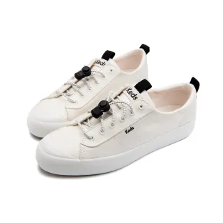 【Keds】KICKBACK 舒適免綁帶帆布懶人戶外休閒小白鞋(9243W123558)