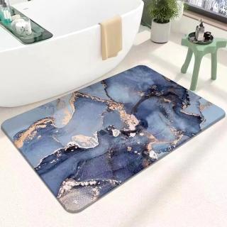 【寢室安居】軟式瞬吸速乾珪藻土地墊-40x60cm-星空灰藍(踏墊/吸水/止滑)
