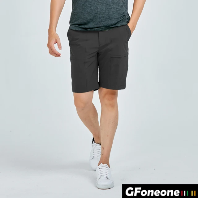 【GFoneone】男吸排開襟立袋登山機能短褲-黑色(男短褲)