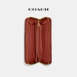 【COACH官方直營】拼色經典Logo 印花風琴褶拉鍊皮夾-B4/棕黃色 鏽紅色(CC490)