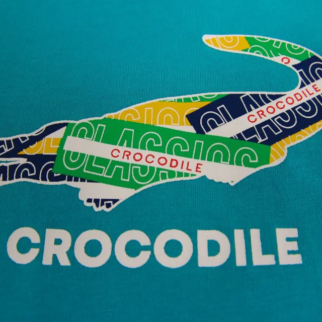 【Crocodile Junior 小鱷魚童裝】『小鱷魚童裝』經典鱷魚拚色印圖T恤(產品編號 : C65415-04 小碼款)
