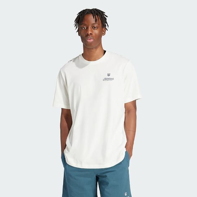 【adidas 愛迪達】上衣 男款 短袖上衣 運動 LEISURE TEE OR 白 IS2937