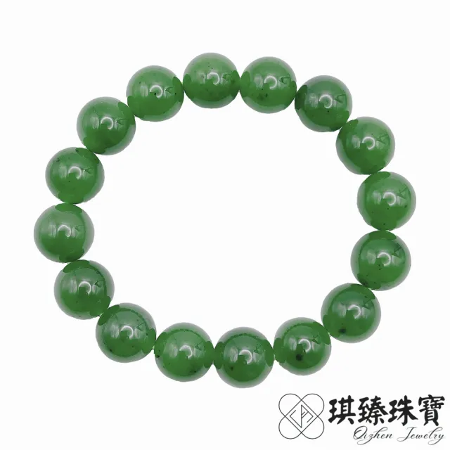 【琪臻珠寶】天然和田玉碧玉圓珠手珠(11-12mm圓珠_和闐玉_碧玉手串_隨機出貨_618狂歡節_限時搶購)
