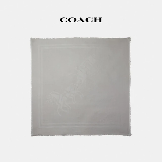 COACHCOACH 官方直營馬車Logo印花提花超大尺寸方巾-鴿灰色(C2503)