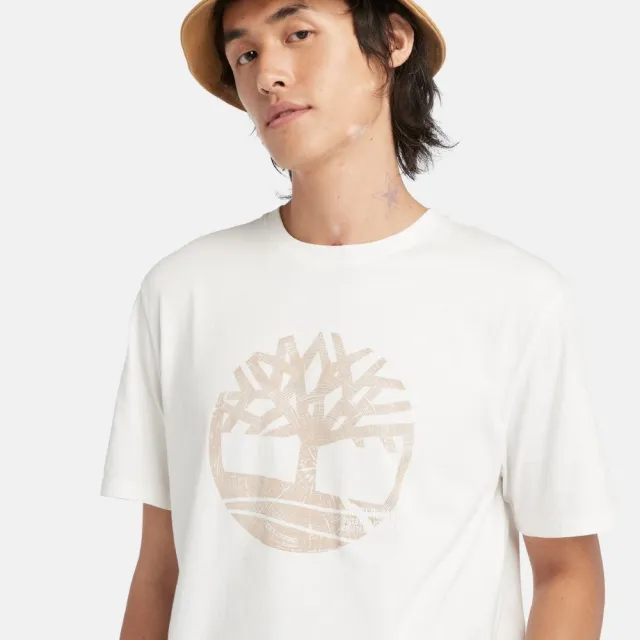 【Timberland】男款白色大 Logo 短袖T恤(A42RFCR3)