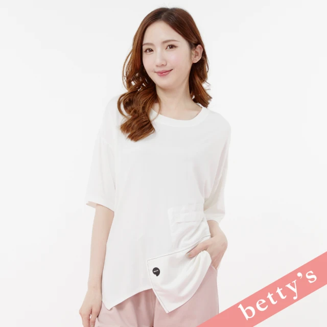 betty’s 貝蒂思 可愛蕾絲雲朵桃領素色T-shirt(