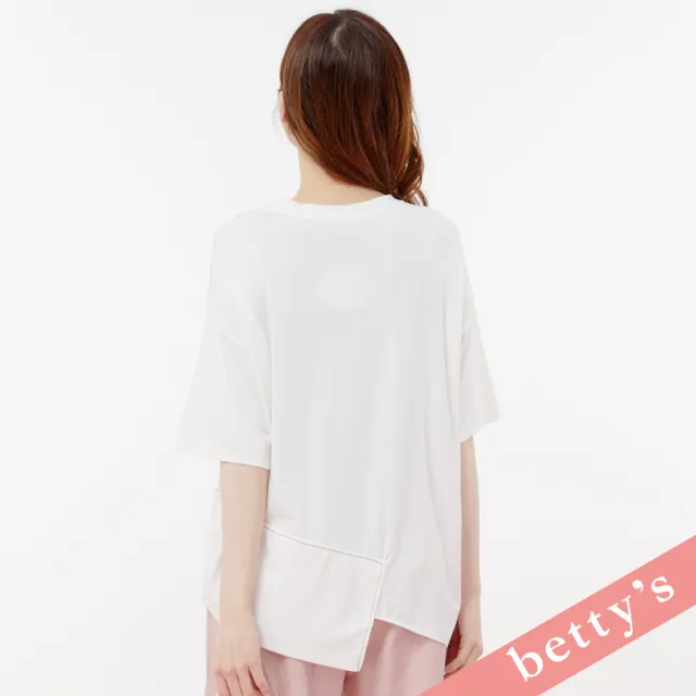 【betty’s 貝蒂思】率性不對稱下擺拼接寬版T-shirt(白色)