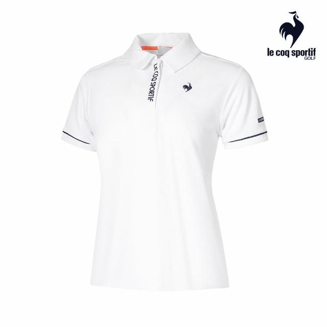 【LE COQ SPORTIF 公雞】官方直營 高爾夫系列 女款白色艾菲爾鐵塔緹花機能防曬短袖POLO衫 QLT2J206