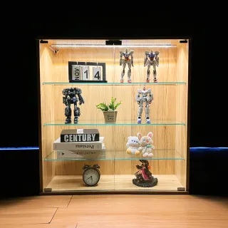 【Akira】MIT低甲醛加寬80cm附LED燈四層收納展示櫃(櫃子/模型櫃/公仔櫃/書櫃/玻璃櫃/置物櫃/收納櫃)