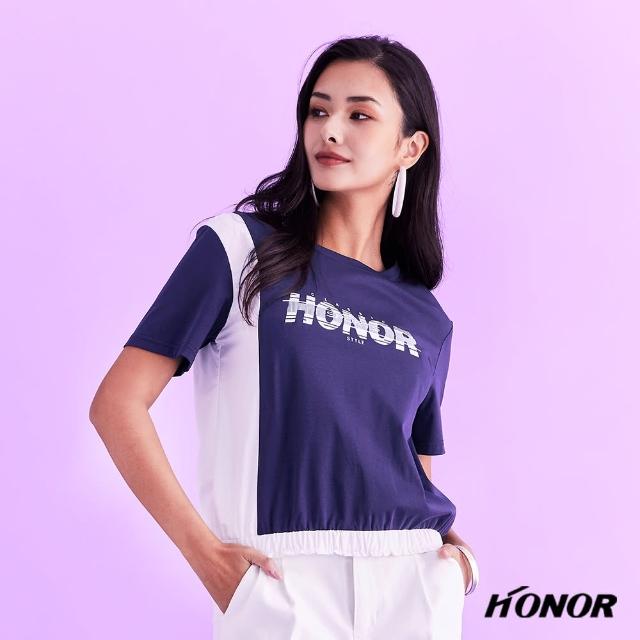 【HONOR 山形屋】品牌標誌抓皺鬆緊下擺上衣