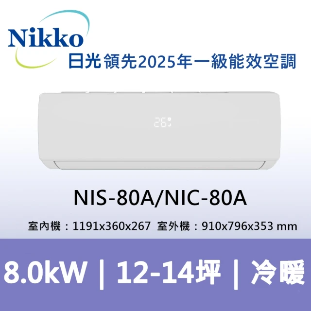 NIKKO 日光 4-6坪頂級R32一級變頻冷暖型2.8KW