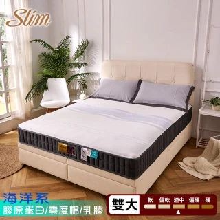 【SLIM】膠原蛋白/零度棉/乳膠蜂巢獨立筒床墊(雙人加大6尺)