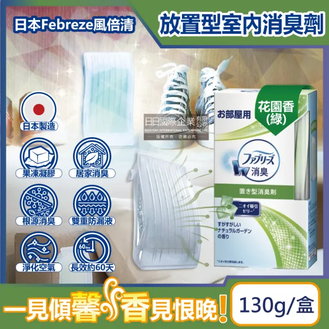 【日本Febreze風倍清】W室內消臭放置型果凍凝膠除臭芳香劑130g/盒(廚房客廳玄關鞋櫃臥室廁所擴香氛盒)