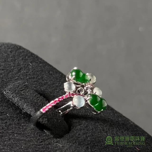 【Fubibaoding jeweler 富璧寶鼎珠寶】老坑玻璃種雙生綠葫蘆翡翠戒指(天然A貨 翡翠 送禮 戒指 國際圍#11)