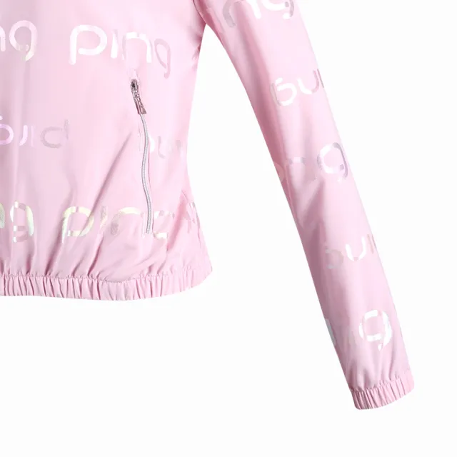 【PING】女款五彩印防潑水防曬高爾夫薄風衣外套-粉紅(GOLF/RC24116-13)