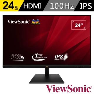 【ViewSonic 優派】VA2436-H 24型 IPS FHD 100Hz 商用平面護眼電腦螢幕(HDMI/VGA/1ms)