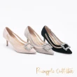 【Pineapple Outfitter】GAUGE 麂皮方鑽側簍空高跟鞋(絨黑)