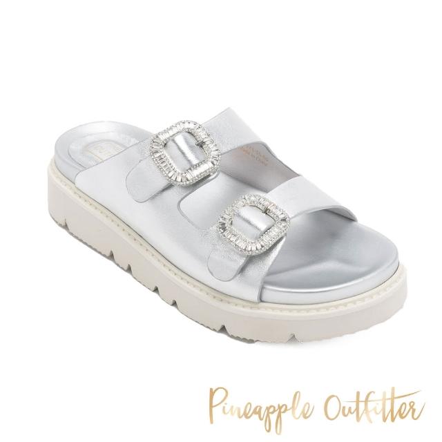 【Pineapple Outfitter】ROEP 羊皮亮鑽休閒拖鞋(銀色)