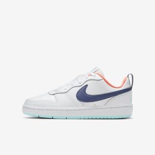 【NIKE 耐吉】Court Borough Low 2 GS 大童 休閒鞋 運動 皮革 穿搭 白藍橘(BQ5448-112)