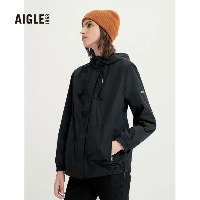 【AIGLE】女抗UV防潑水外套 AG-3A249A100 黑色(女裝 抗UV外套 防潑外套)