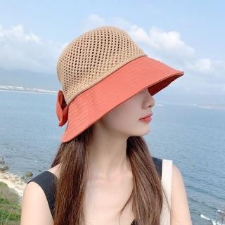 【Amirr 艾米爾】★網眼編織蝴蝶結漁夫帽(休閒/舒適/遮陽/帽子)