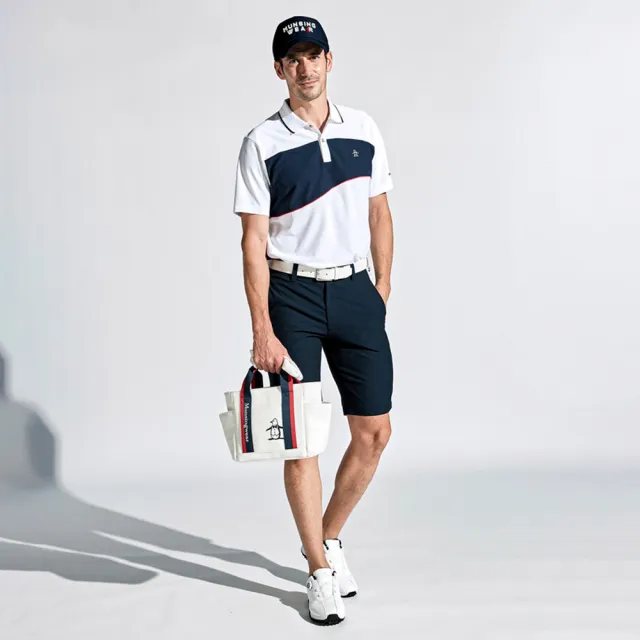 【Munsingwear】企鵝牌 白色手柄配色大企鵝印花多功能球車包/手提包 MGTJ0A45