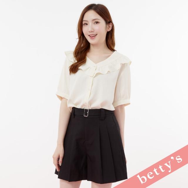 【betty’s 貝蒂思】鬆緊腰帶壓摺休閒西裝短褲(黑色)