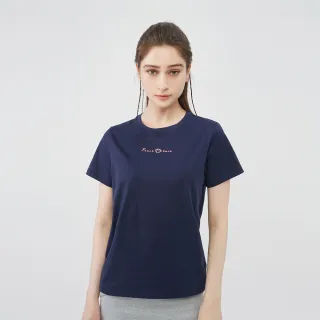 【GIORDANO 佐丹奴】女裝文字刺繡短袖上衣(02 深藍)