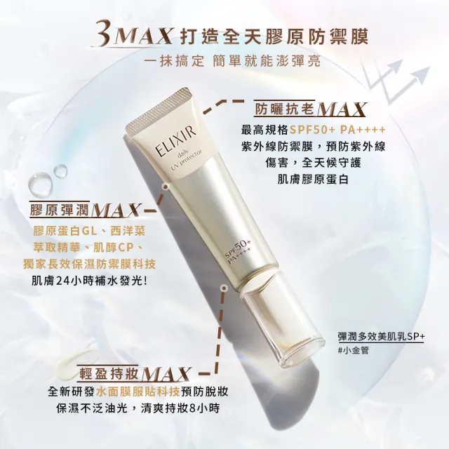 【ELIXIR 怡麗絲爾】彈潤多效美肌乳SP+ 35ml(三效合一/提升持妝效果/小金管)