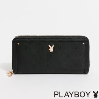 【PLAYBOY】拉鍊長夾 Brilliant系列(黑色)