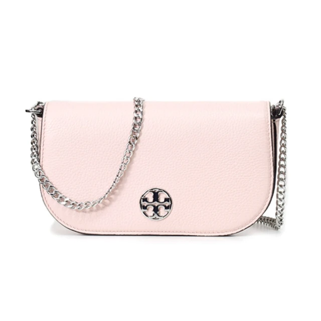 TORY BURCH Chelsea系列櫻花粉TB logo側斜肩背兩用包(153566-652)