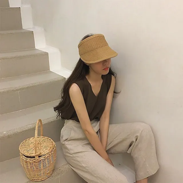 【SeasonsBikini】春夏百搭防曬編織草帽(草帽摺疊空頂)