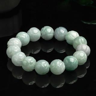 【Paiya 派亞】13.5mm緬甸A貨翡翠蓮花手串蓮花珠玉石手鏈時尚男士手飾女款(交換禮物/送禮)