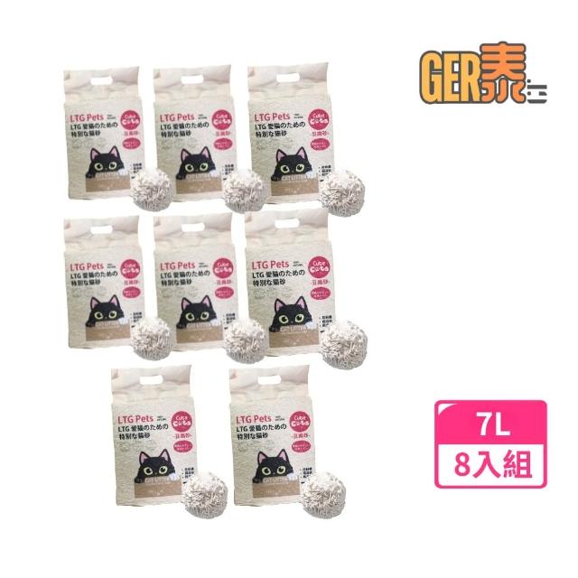 【LTG】Pets 愛貓 7L 高效除臭100%天然豆腐砂 8包組(吸水大容量 豆腐砂 豆腐 貓沙 貓砂)