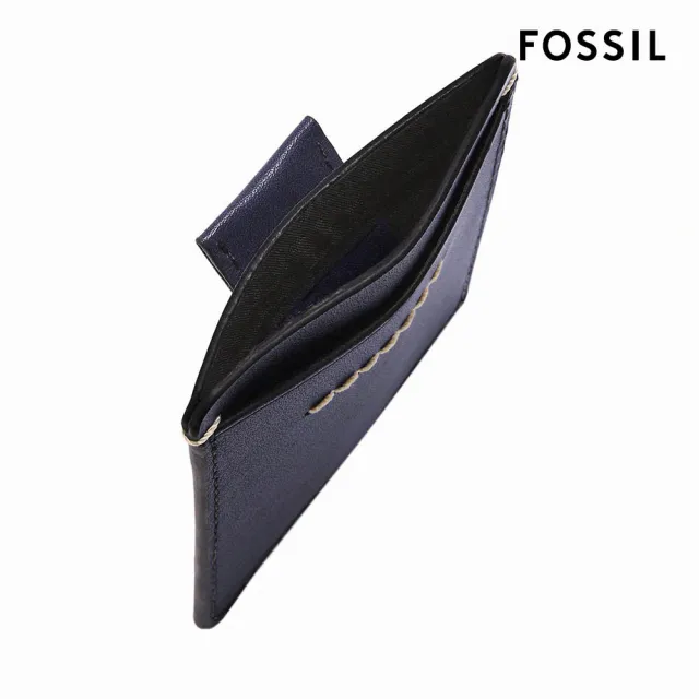 【FOSSIL 官方旗艦館】Westover 真皮直式卡夾-藍色 ML4585545(禮盒組附鐵盒)