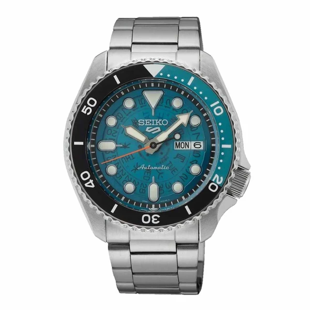 SEIKO 精工 5 Sports系列 復古品味機械腕錶-銀X黑綠(SRPJ45K1)