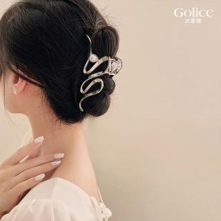 【Golicc】髮夾 韓版 波浪 珍珠 髮夾 金屬夾(母親節 生日 情人節 髮飾 頭飾 鯊魚夾 抓夾 禮物)