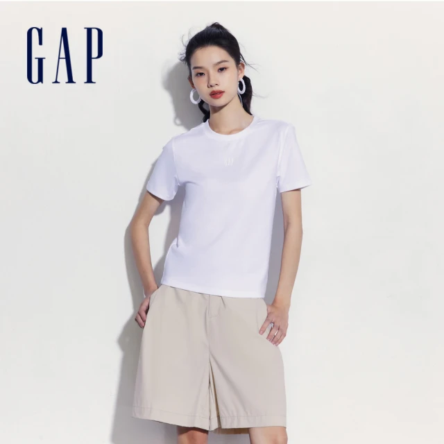 GAP 女裝 Logo羅紋圓領針織背心-白色(464849)