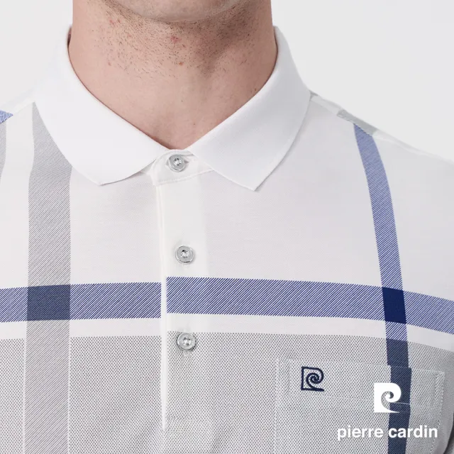 【pierre cardin 皮爾卡登】商務休閒 男款 大定位印格短袖POLO衫-白色(5247255-90)